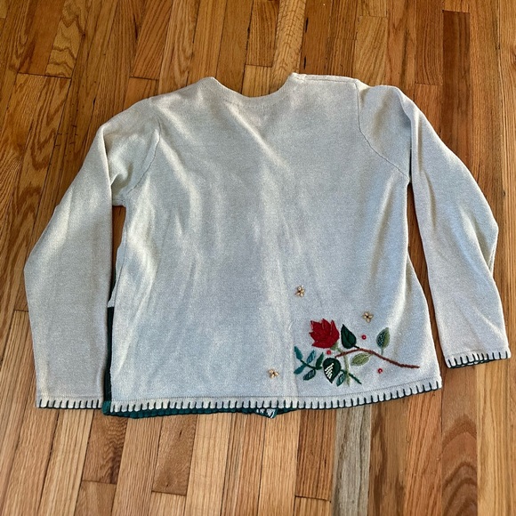 Vintage Jungle Animal Cardigan Embroidered Sequin Beaded - Picture 7 of 8